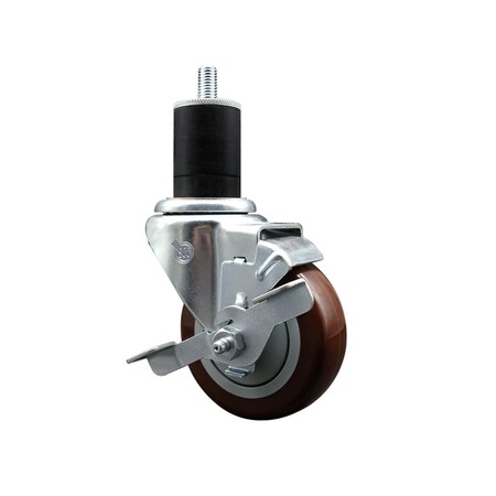 Service Caster 3.5'' SS Maroon Poly Swivel 1-3/4'' Expanding Stem Caster with Brake SCC-SSEX20S3514-PPUB-MRN-TLB-134